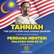 Tahniah atas perlantikan PM